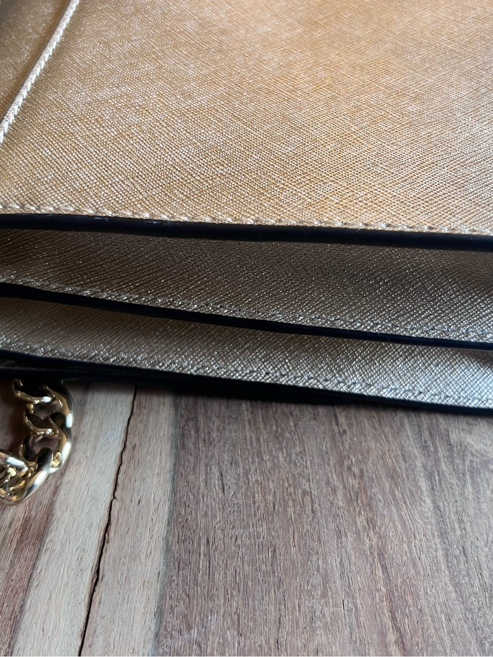 Michael Kors Metallic Gold Leather Double-Compartment Crossbody - Picture 6 of 16